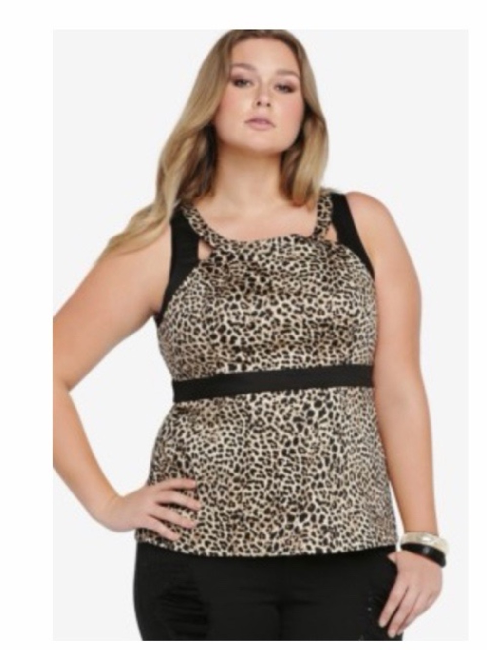 Torrid Leopard Print Empire Sleeveless Cut Out Blouse